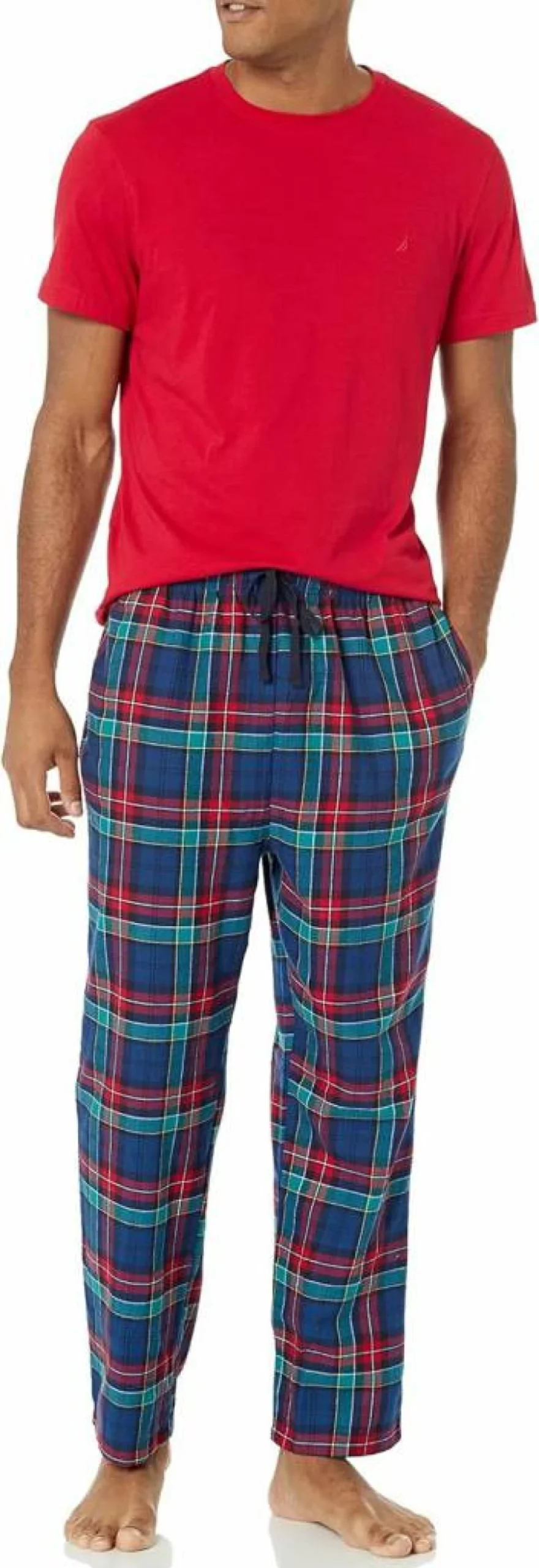 Nautica Men's Plaid Flannel Pajama Set - Comfortable Sleepwear Pants for Men
