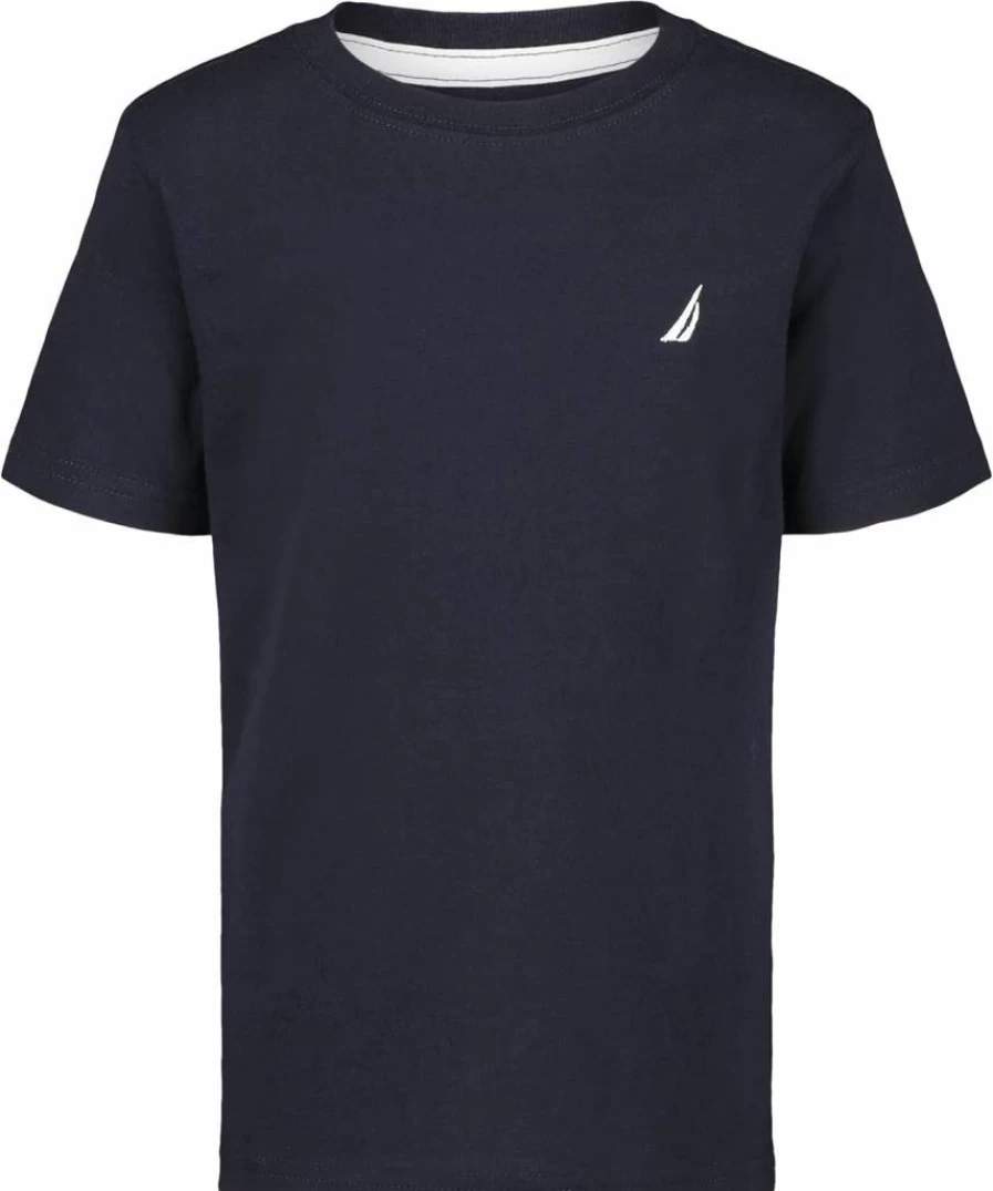 Nautica Boys' Classic Solid Color Short Sleeve Crewneck Cotton T-Shirt for Kids