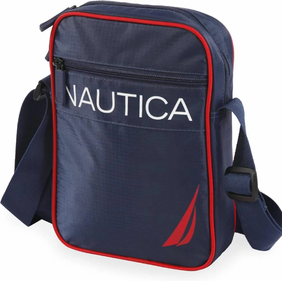 Nautica Canvas Shoulder Bag for Men - Durable Casual Crossbody Messenger Bag with Adjustable Strap
