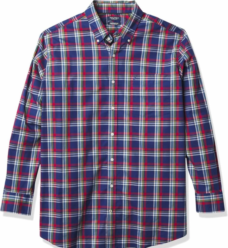Nautica Men's Big & Tall Classic-Fit Plaid Shirt - Wrinkle-Resistant Casual Button-Up