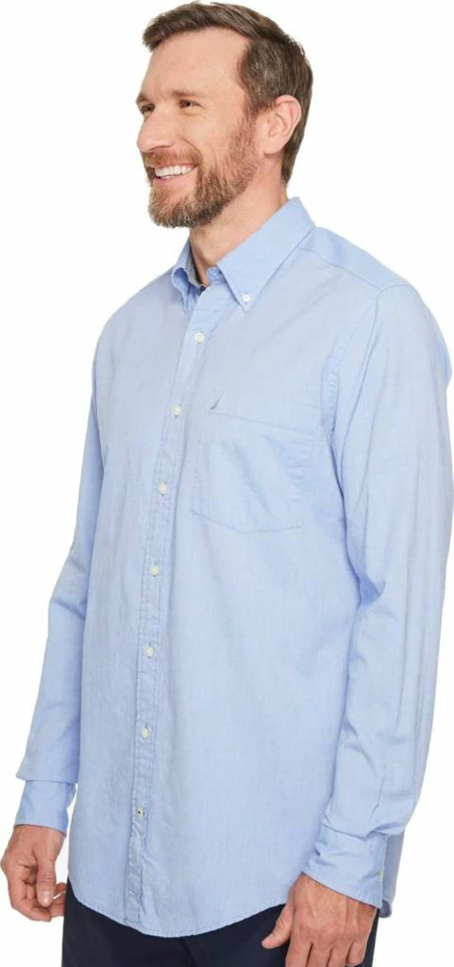 Nautica Men's Solid Oxford Long Sleeve Button-Down Shirt for Classic Casual Wear
