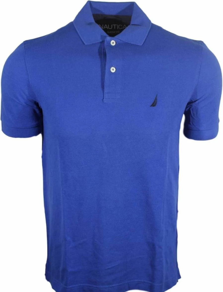 Nautica Men's Classic Fit Solid Color Short Sleeve Cotton Pique Polo Shirt for Casual Wear