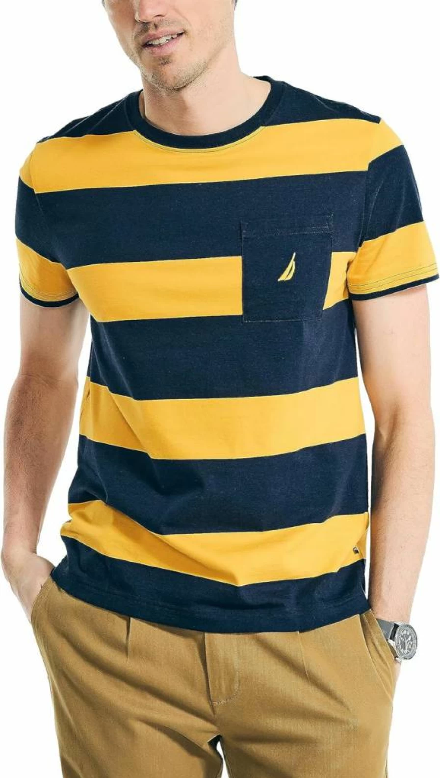 Nautica Men's Striped Classic Fit Crewneck T-Shirt – Comfortable Cotton Casual Tee