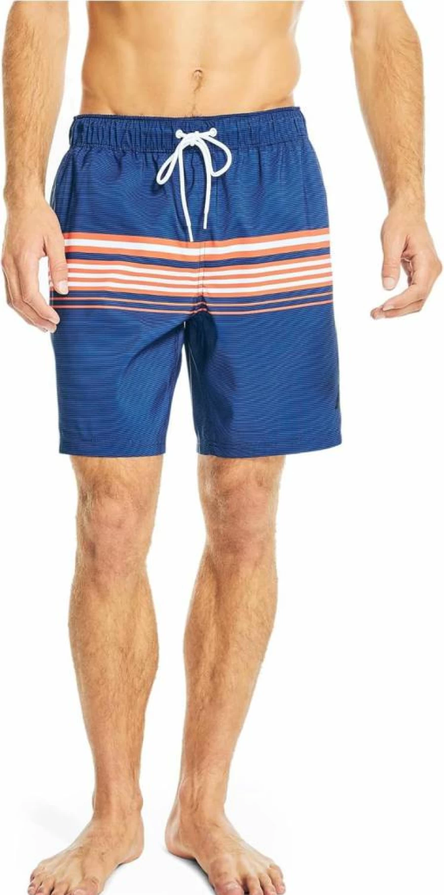 Nautica Men's 6-Inch Sustainable Striped Swim Trunks | Eco-Friendly Beach Shorts