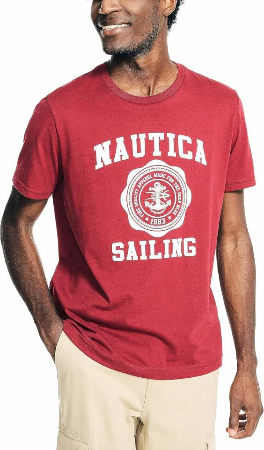 Nautica Men's Eco-Friendly Sailing Graphic Cotton T-Shirt – Sustainable Casual Tee